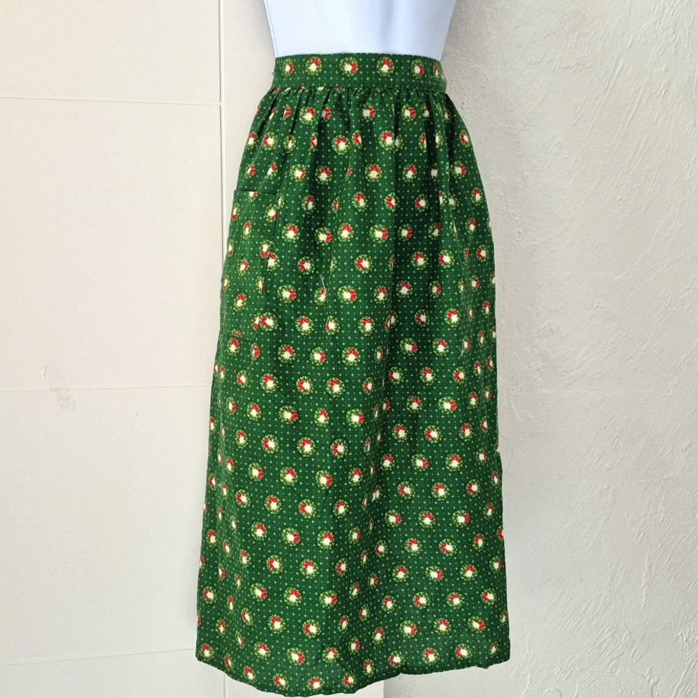 Vintage Christmas Print Apron Midcentury